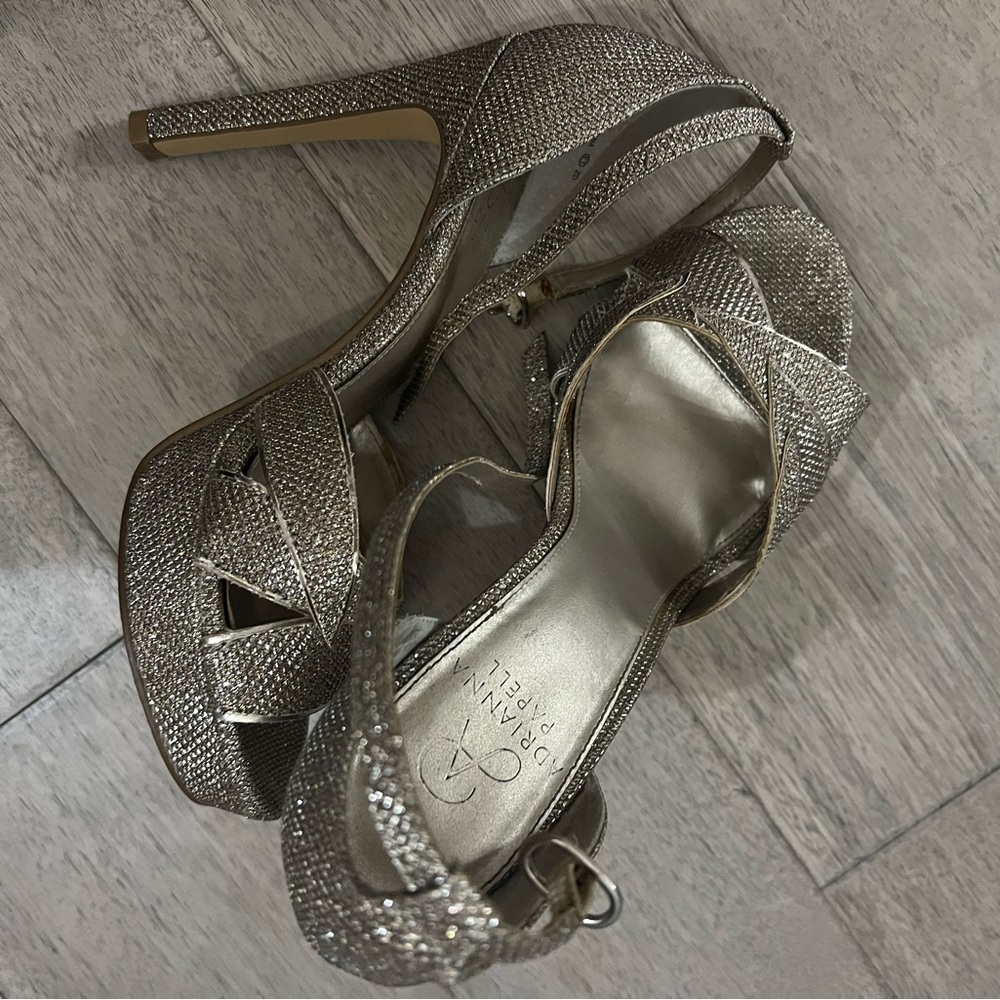 Adrianna Papell Metallic Strappy Heels